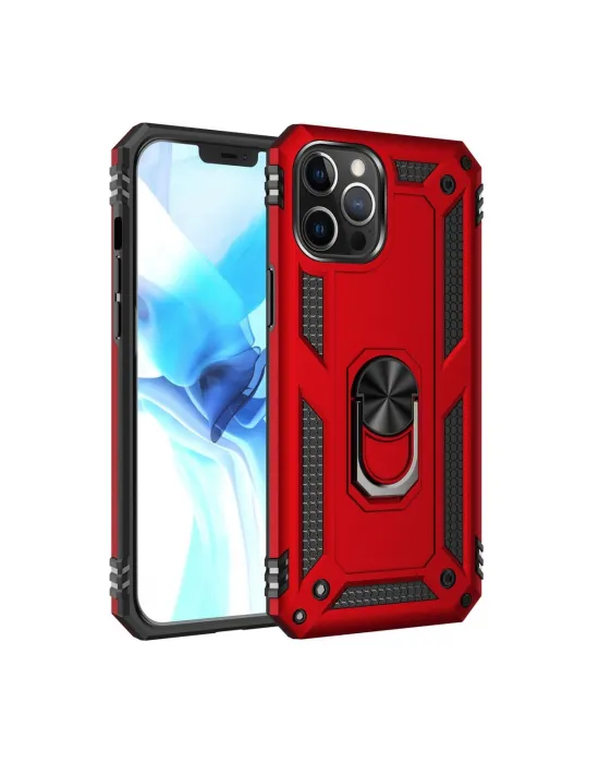 Apple İphone 12 Pro Max Kılıf Sofya Yüzüklü Silikon Kapak - Kırmızı