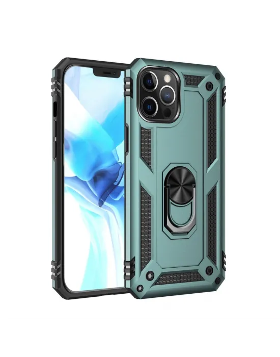 Apple İphone 12 Pro Max Kılıf Sofya Yüzüklü Silikon Kapak - Yeşil