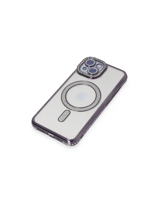 Apple İphone 13 Kılıf Joke Simli Magneticsafe Kılıf - Derin Mor
