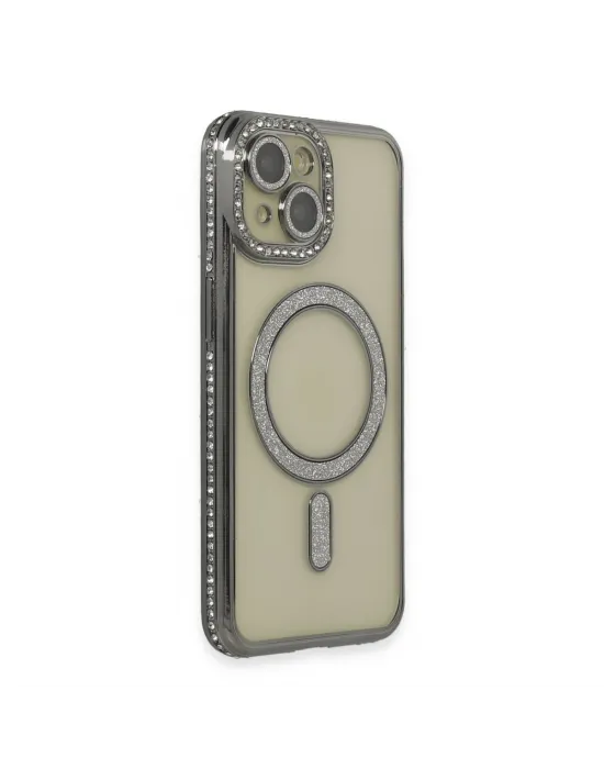 Apple İphone 13 Kılıf Joke Simli Magneticsafe Kılıf - Gri