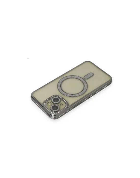 Apple İphone 13 Kılıf Joke Simli Magneticsafe Kılıf - Gri