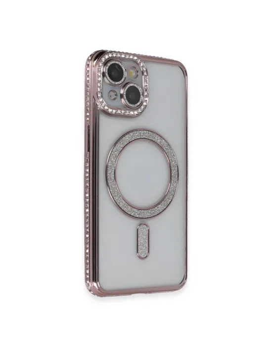Apple İphone 13 Kılıf Joke Simli Magneticsafe Kılıf - Pembe