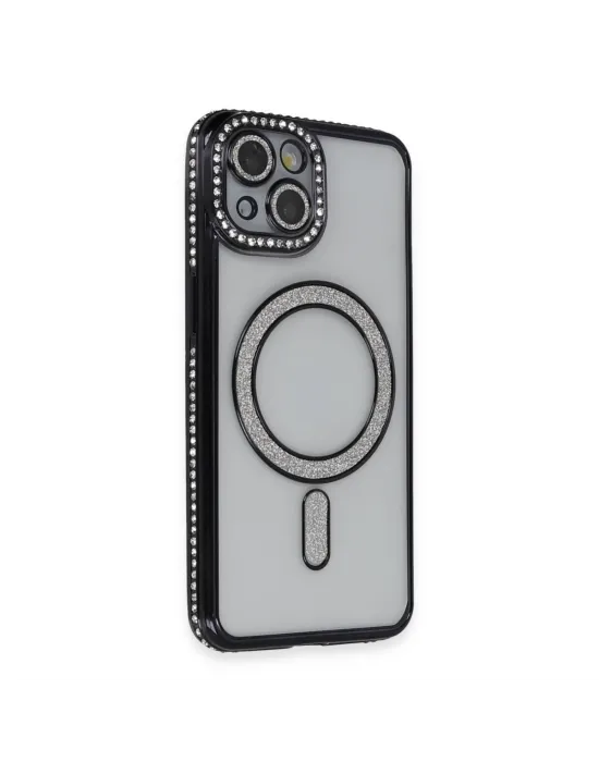 Apple İphone 13 Kılıf Joke Simli Magneticsafe Kılıf - Siyah