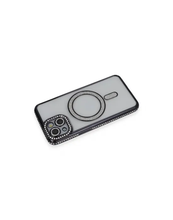 Apple İphone 13 Kılıf Joke Simli Magneticsafe Kılıf - Siyah