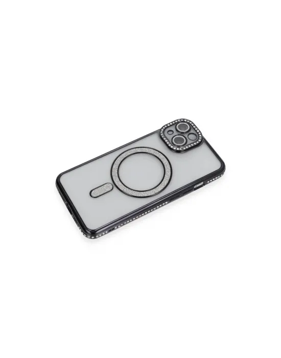 Apple İphone 13 Kılıf Joke Simli Magneticsafe Kılıf - Siyah