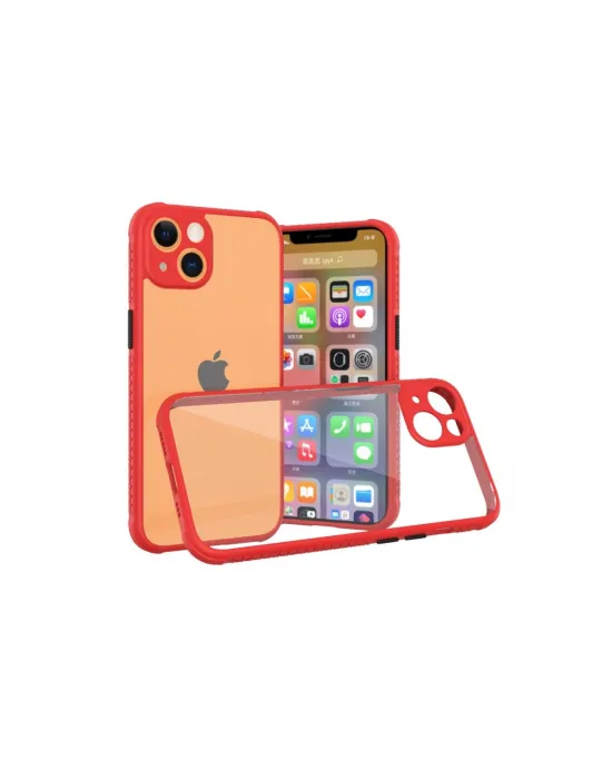 Apple İphone 13 Mini Kılıf Miami Şeffaf Silikon - Kırmızı