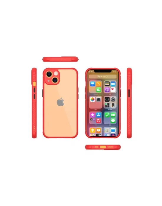 Apple İphone 13 Mini Kılıf Miami Şeffaf Silikon - Kırmızı