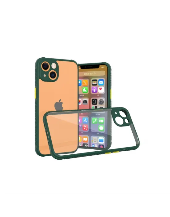 Apple İphone 13 Mini Kılıf Miami Şeffaf Silikon - Koyu Yeşil