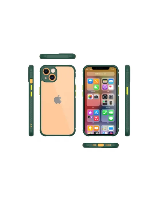 Apple İphone 13 Mini Kılıf Miami Şeffaf Silikon - Koyu Yeşil