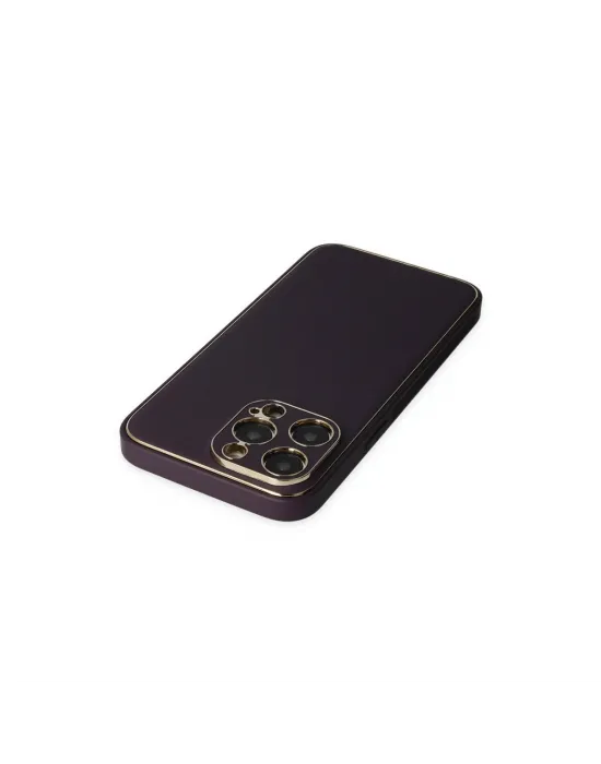 Apple İphone 13 Pro Kılıf Coco Deri Silikon Kapak - Derin Mor