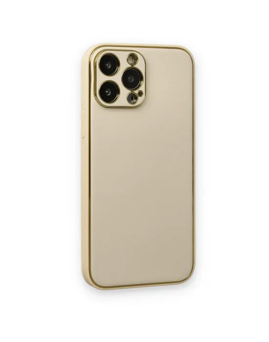 Apple İphone 13 Pro Kılıf Coco Deri Silikon Kapak - Gold