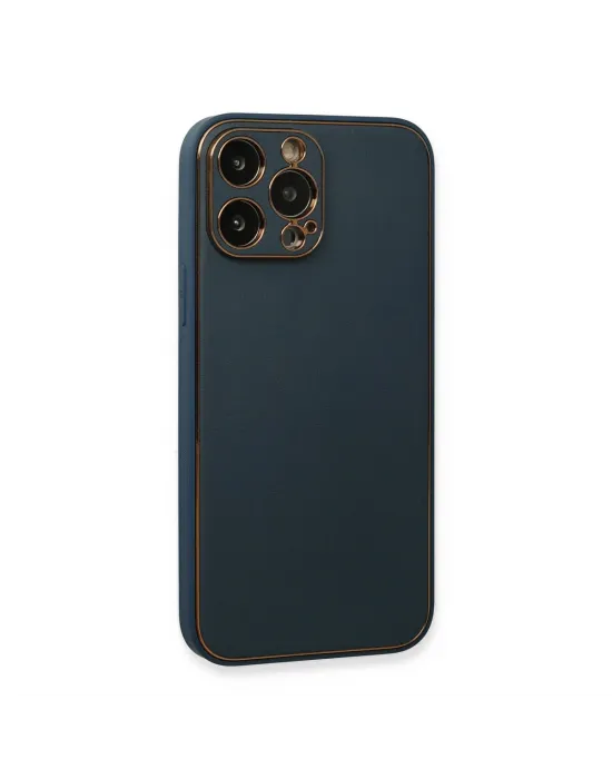 Apple İphone 13 Pro Kılıf Coco Deri Silikon Kapak - Mavi