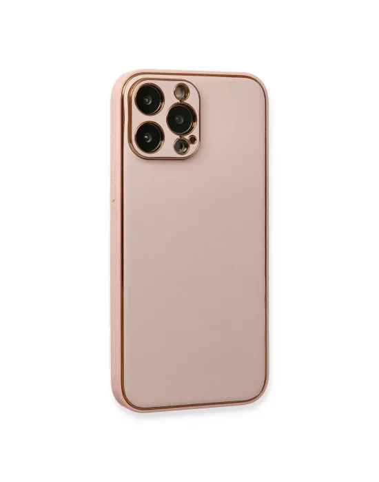Apple İphone 13 Pro Kılıf Coco Deri Silikon Kapak - Pembe