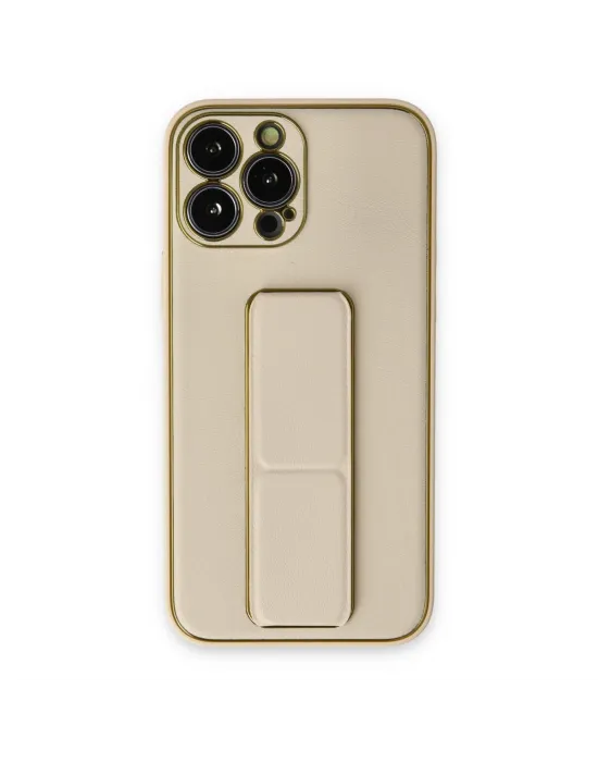 Apple İphone 13 Pro Kılıf Coco Deri Standlı Kapak - Gold