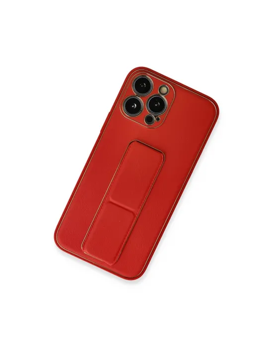 Apple İphone 13 Pro Kılıf Coco Deri Standlı Kapak - Kırmızı