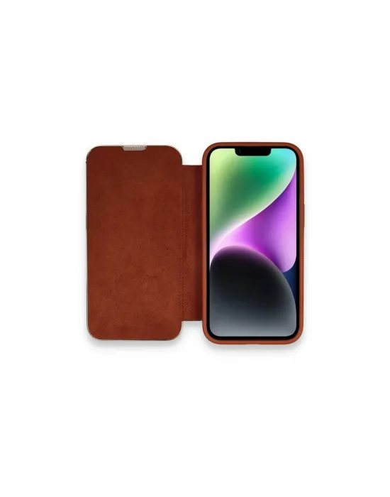 Apple İphone 13 Pro Kılıf Dolpin Kapaklı - Kahverengi