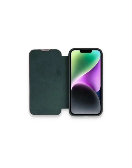 Apple İphone 13 Pro Kılıf Dolpin Kapaklı - Koyu Yeşil