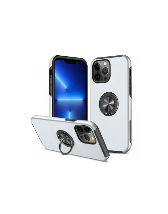 Apple İphone 13 Pro Kılıf Elit Yüzüklü Kapak - Gümüş