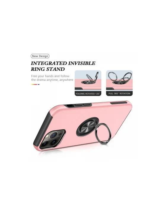 Apple İphone 13 Pro Kılıf Elit Yüzüklü Kapak - Pembe