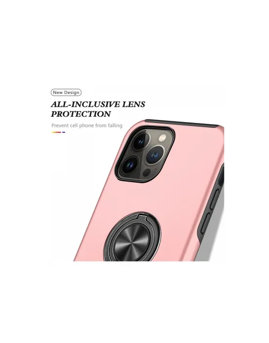 Apple İphone 13 Pro Kılıf Elit Yüzüklü Kapak - Pembe