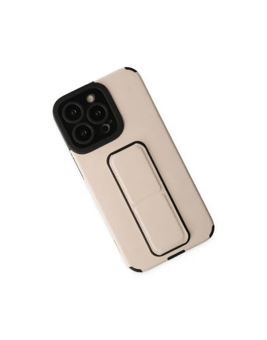 Apple İphone 13 Pro Kılıf Mega Standlı Silikon - Gold