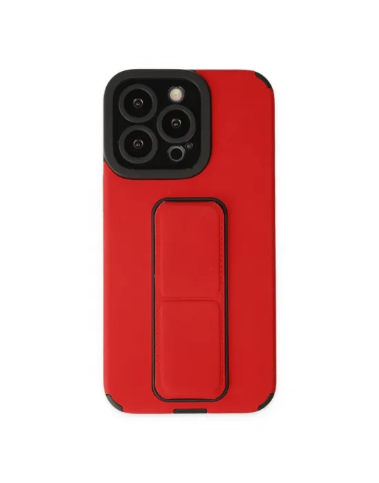 Apple İphone 13 Pro Kılıf Mega Standlı Silikon - Kırmızı