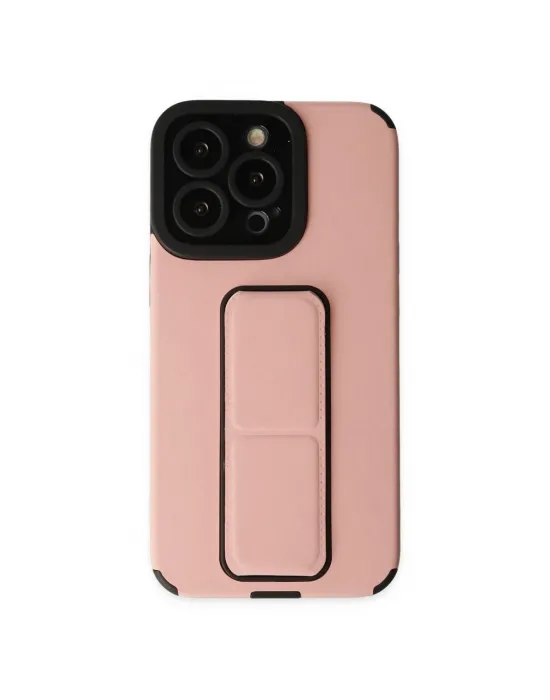 Apple İphone 13 Pro Kılıf Mega Standlı Silikon - Pudra