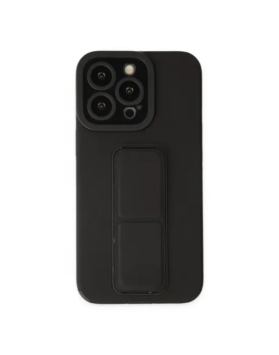 Apple İphone 13 Pro Kılıf Mega Standlı Silikon - Siyah