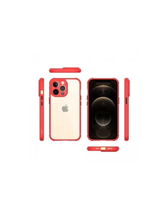 Apple İphone 13 Pro Kılıf Miami Şeffaf Silikon - Kırmızı