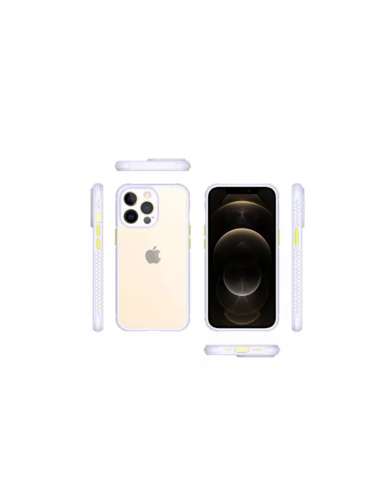 Apple İphone 13 Pro Kılıf Miami Şeffaf Silikon - Lila