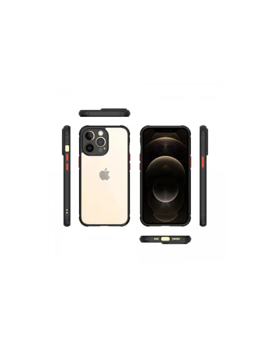 Apple İphone 13 Pro Kılıf Miami Şeffaf Silikon - Siyah