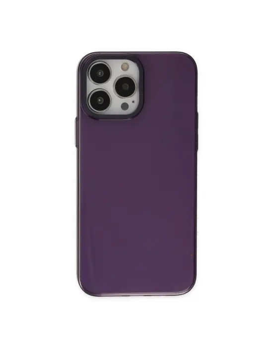 Apple İphone 13 Pro Max Kılıf Anka Pc Sert Metal Kapak - Mor
