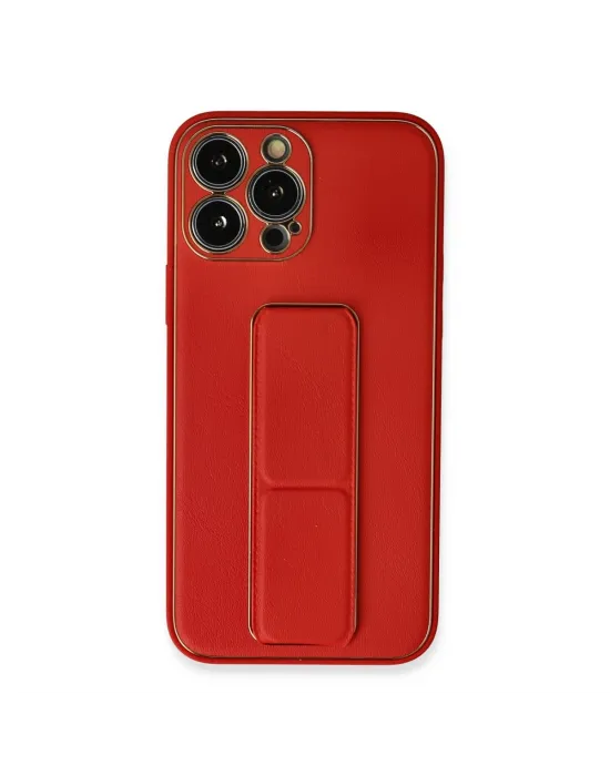 Apple İphone 13 Pro Max Kılıf Coco Deri Standlı Kapak - Kırmızı