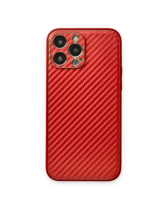 Apple İphone 13 Pro Max Kılıf Coco Karbon Silikon - Kırmızı