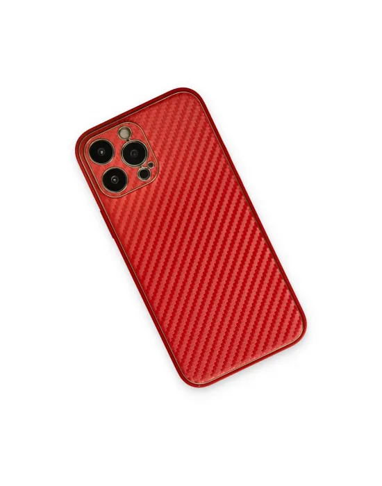 Apple İphone 13 Pro Max Kılıf Coco Karbon Silikon - Kırmızı