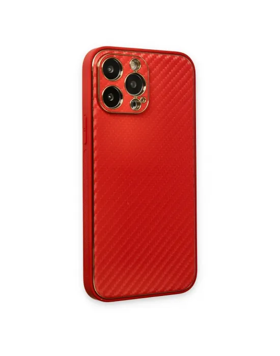 Apple İphone 13 Pro Max Kılıf Coco Karbon Silikon - Kırmızı