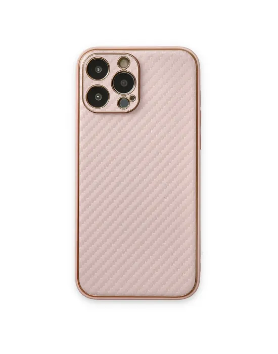 Apple İphone 13 Pro Max Kılıf Coco Karbon Silikon - Pembe