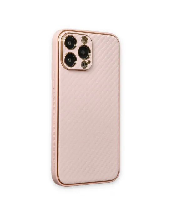 Apple İphone 13 Pro Max Kılıf Coco Karbon Silikon - Pembe