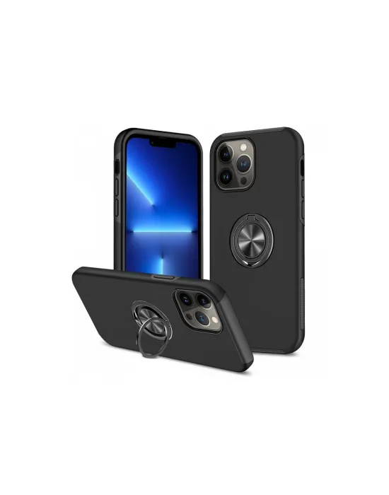 Apple İphone 13 Pro Max Kılıf Elit Yüzüklü Kapak - Siyah