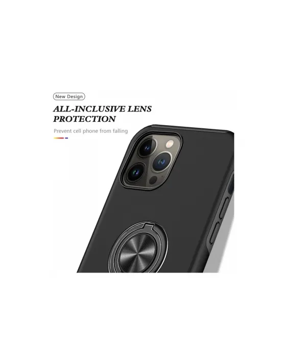 Apple İphone 13 Pro Max Kılıf Elit Yüzüklü Kapak - Siyah