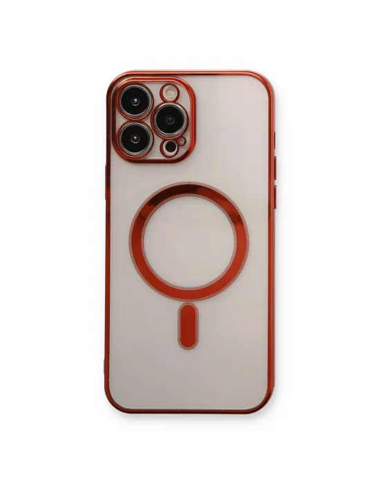 Apple İphone 13 Pro Max Kılıf Magneticsafe Lazer Silikon - Kırmızı