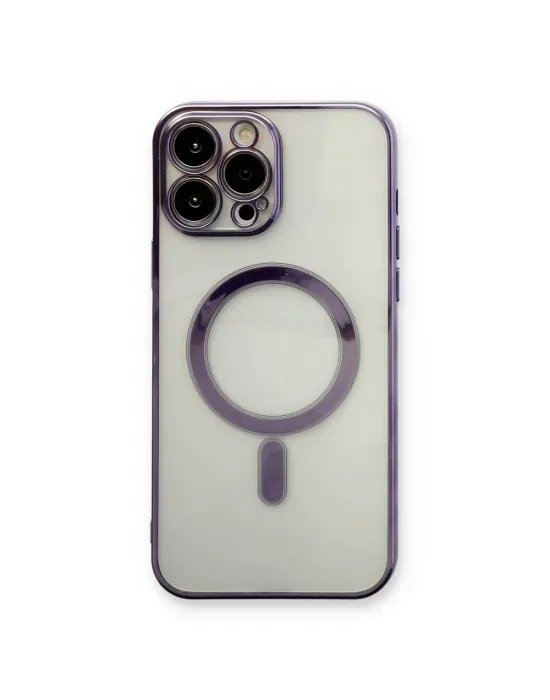 Apple İphone 13 Pro Max Kılıf Magneticsafe Lazer Silikon - Mor