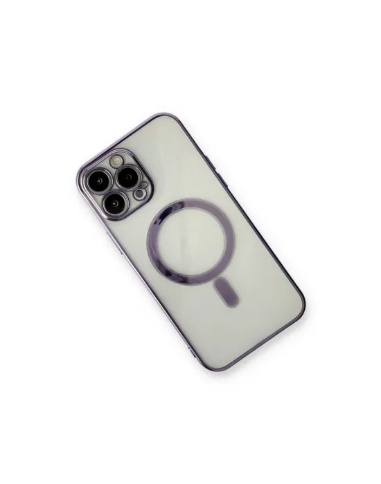 Apple İphone 13 Pro Max Kılıf Magneticsafe Lazer Silikon - Mor