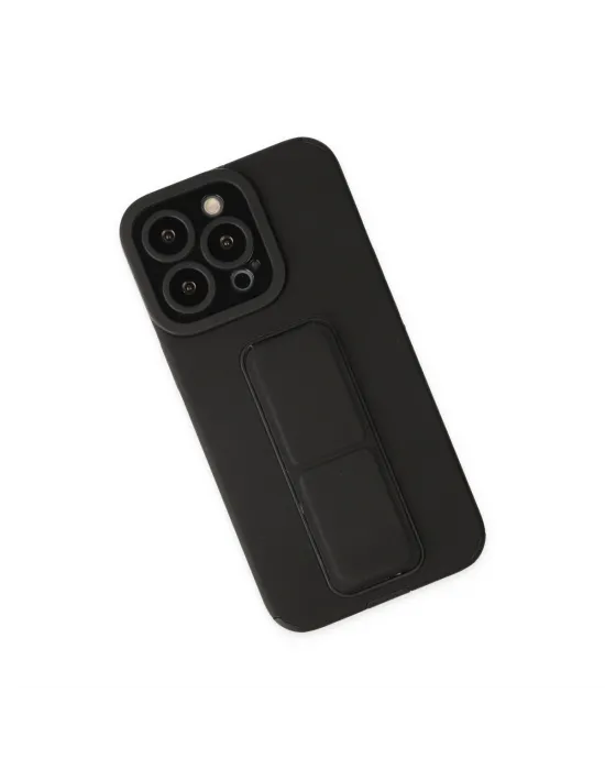 Apple İphone 13 Pro Max Kılıf Mega Standlı Silikon - Siyah