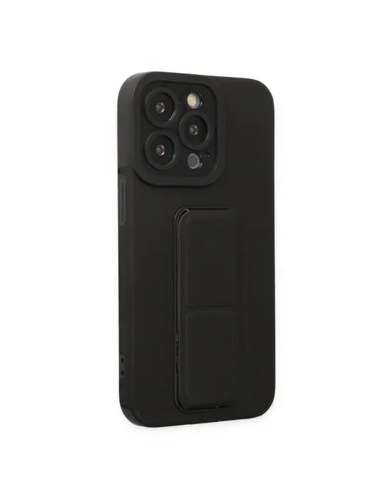 Apple İphone 13 Pro Max Kılıf Mega Standlı Silikon - Siyah