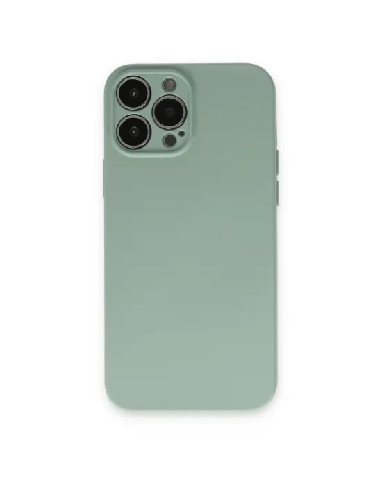 Apple İphone 13 Pro Max Kılıf Nano İçi Kadife Silikon - Su Yeşili