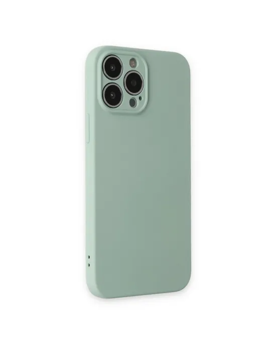 Apple İphone 13 Pro Max Kılıf Nano İçi Kadife Silikon - Su Yeşili