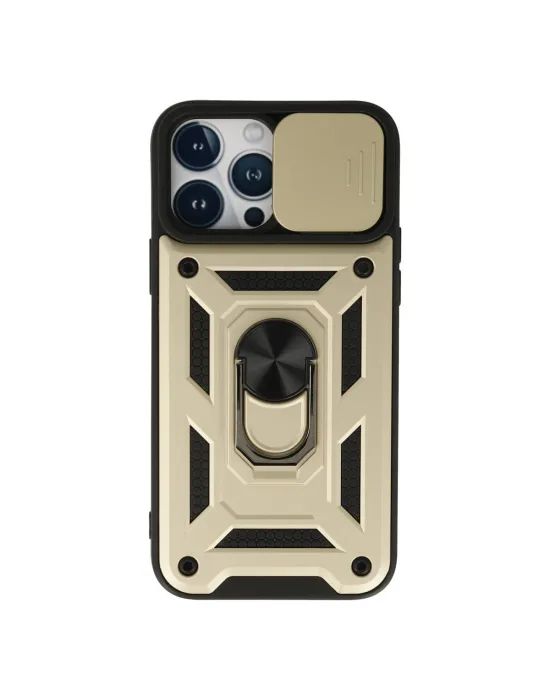 Apple İphone 13 Pro Max Kılıf Pars Lens Yüzüklü Silikon - Gold