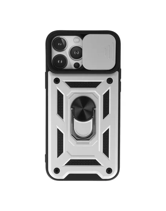 Apple İphone 13 Pro Max Kılıf Pars Lens Yüzüklü Silikon - Gümüş