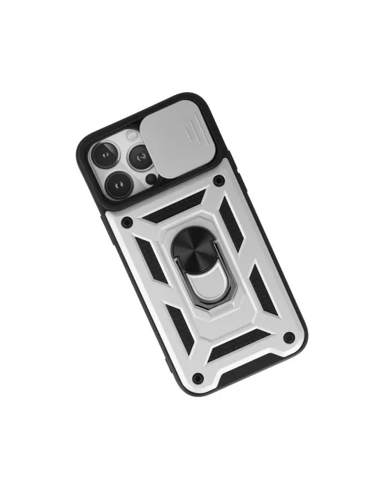 Apple İphone 13 Pro Max Kılıf Pars Lens Yüzüklü Silikon - Gümüş